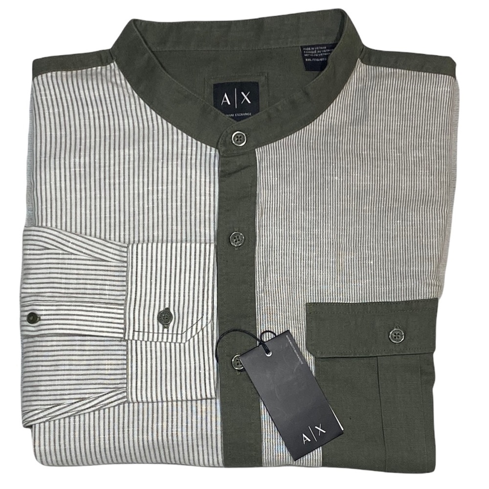 Armani Exchange Slim Fit Band Collar Shirt